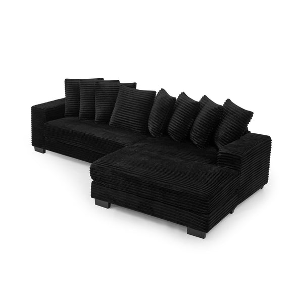 English Elm Corduroy Tufted L-Shaped Sleeper Sectional Sofa - Versatile Modular Design For Modern Living Spaces W487S00343