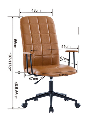 English Elm Antique Pu Leather High Back Office Chair with Swivel Gas Lift and Padded Armrests Antique Black W3149S00004