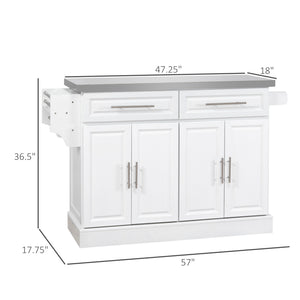English Elm Homcom Versatile Rolling Kitchen Island Cart With Stainless Steel Top, Storage Drawers & Spice Rack W2225S00041
