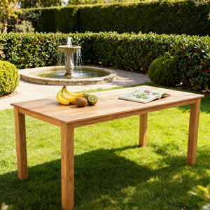 English Elm 68.9-inch Outdoor Rectangular Dining Table Hips Wood Grain Seats Six with Umbrella Hole W2085P364122