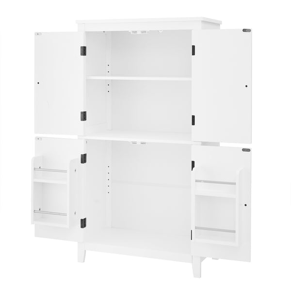 English Elm Elegant Bathroom Floor Storage Cabinet with 4 Doors, Adjustable Shelves, Anti-Tip Design, 28"L x 15"W White N725P188461K