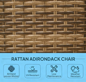 English Elm Soft Cushioned Wicker Adirondack Patio Chair with Tall Curved Back and Wide Armrests T3971P417344