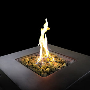 English Elm Fiber Reinforced Concrete Propane Gas Fire Pit table with 40,000 BTU Stainless Steel Burner, Durable Heat-Resistant Design Charcoal B120P198383