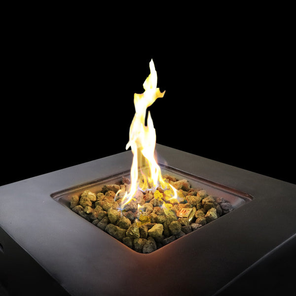 English Elm Fiber Reinforced Concrete Propane Gas Fire Pit table with 40,000 BTU Stainless Steel Burner, Durable Heat-Resistant Design Charcoal B120P198383
