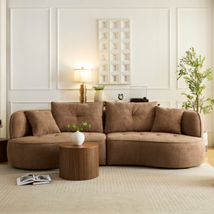 English Elm Wks7c Curved Modular Sofa Solid Wood Frame Fabric Upholstery Seats 4 Living Room Camel W2085S00075