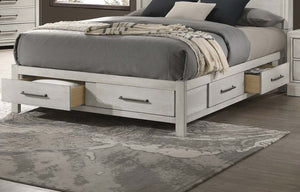 English Elm Modern Transitional Eastern King Platform Bed Open Shelves Led Lights Antique White B011S02119