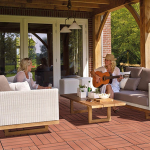 English Elm Plastic Interlocking Deck Tiles Hardwood Look Waterproof Patio Pool Outdoor 44 Sqft W2882P204558