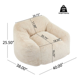 English Elm Christopher Knight Home® - Auch Indoor Armchair Style Bean Bag Beige - Plush Faux-Fur Comfort, Shredded Foam Support, Space-Smart Design N775P265515B