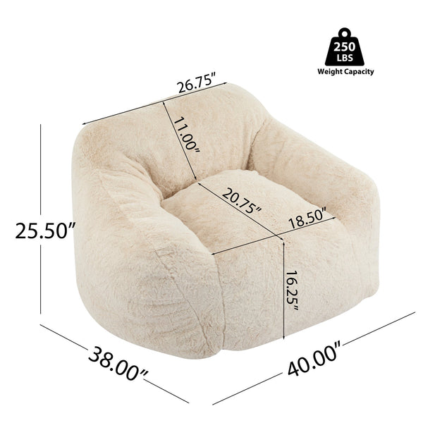 English Elm Christopher Knight Home® - Auch Indoor Armchair Style Bean Bag Beige - Plush Faux-Fur Comfort, Shredded Foam Support, Space-Smart Design N775P265515B