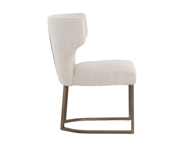 Sunpan YORKVILLE Dining Chair - Modern Wingback Design with Luxe Performance Fabric & Antique-Brass Legs 107812
