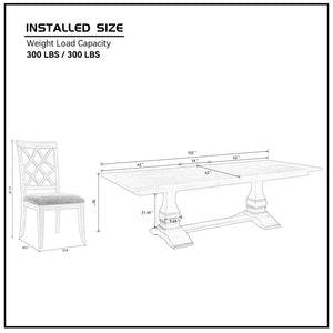 English Elm (1 Table+6 Chairs) Retro 7-Piece Extendable Dining Set - Stylish Wooden Table & Upholstered Chairs W2582S00174