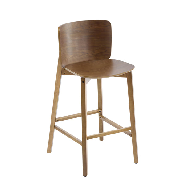 English Elm Christopher Knight Home® - Pari Walnut Indoor Wooden Barstool Set of 2 — Ergonomic Curved Back, Space-Saving Rustic Modern Seating N775P271409W
