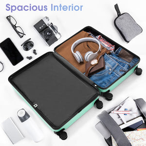 English Elm Luggage Set Three Piece Hard Shell Abs Suitcases with Spinner Wheels Tsa Lock Travel Green N730P304620F