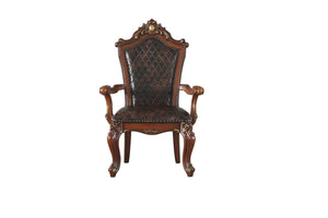 English Elm Picardy Button Tufted Pu Leather Arm Chairs Set of 2 with Queen Anne Carved Frame B2726P462330