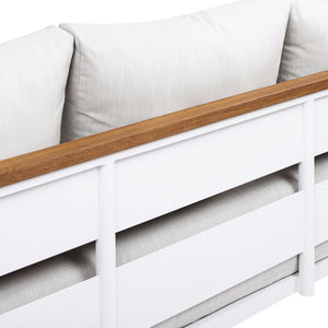 English Elm Jennifer Taylor Home - Rhodes 2pc Teak & Aluminum Outdoor Sofa Set with Coffee Table, Gray Chenille Cushions, Weather-Resistant Elegance B2719P321038