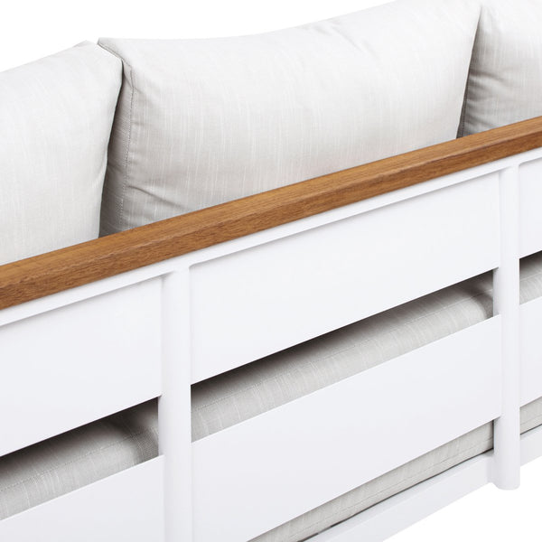 English Elm Jennifer Taylor Home - Rhodes 2pc Teak & Aluminum Outdoor Sofa Set with Coffee Table, Gray Chenille Cushions, Weather-Resistant Elegance B2719P321038