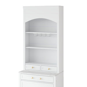 English Elm Modern Tall Kitchen Pantry Set of Two with Faux Marble Top and Glass Holders White SP000175AAK