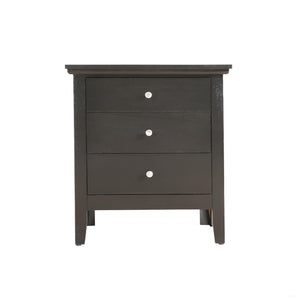 English Elm Chic Black 3-Drawer Nightstand 26"H x 24"W x 18"D — Durable Particleboard, Sleek Modern Casual Accent for Bedroom Storage B078118400