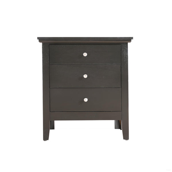 English Elm Chic Black 3-Drawer Nightstand 26"H x 24"W x 18"D — Durable Particleboard, Sleek Modern Casual Accent for Bedroom Storage B078118400
