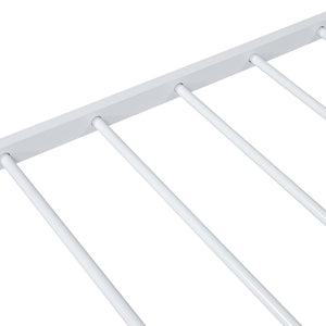 English Elm Twin Metal Platform Bed with House-Style Headboard, Sturdy Slatted Frame & Smooth Underbed Drawers for Kids and Teens (300 lb Capacity) White MF320570AAK