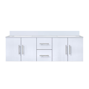 English Elm Glossy 60 in Double Bath Vanity with White Quartz Top, Soft-Close Drawers, Solid Wood Frame, Ample Storage, Scratch-Resistant Surface B2731P258684