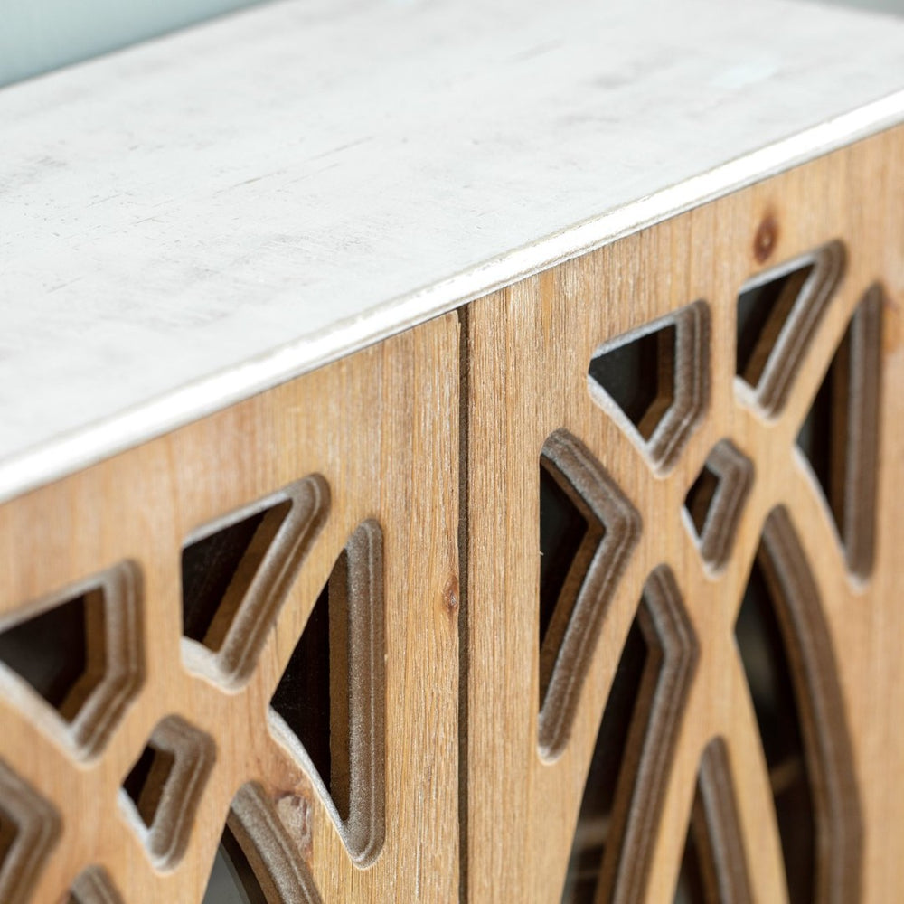 English Elm Vintage Wall-Mounted Cabinet - Rustic Whitewash Storage With Cutout Doors For Home & Bathroom Decor W2295P388847-GIGA