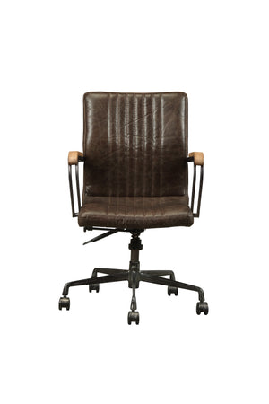 English Elm Distress Chocolate Swivel Office Chair - Ergonomic High-Back Design With Pneumatic Lift & Comfort B062P215475