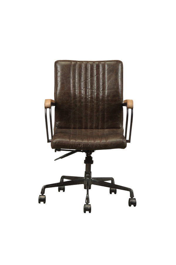 English Elm Distress Chocolate Swivel Office Chair - Ergonomic High-Back Design With Pneumatic Lift & Comfort B062P215475