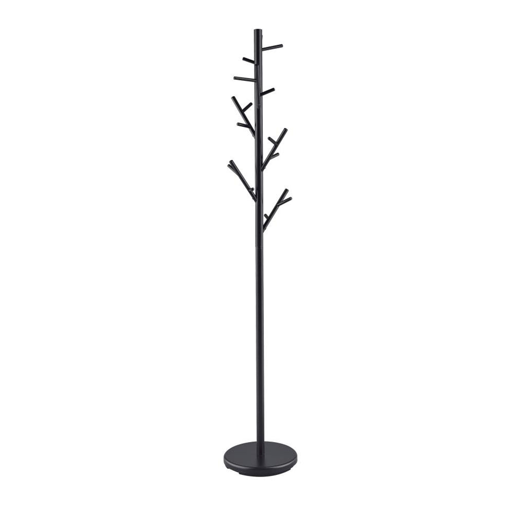 English Elm 18 Matte Black Freestanding Coat Rack with 18 Staggered Hooks, Weighted Base, Sculptural Tree-Inspired Design for Small Entryways and Offices B016P381128