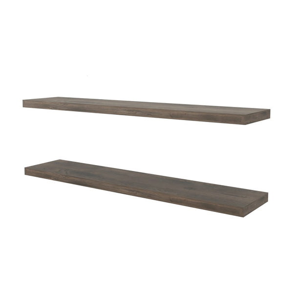 English Elm Dark Brown Floating Shelf in Melamine, 47.3" Wide Wall-Mounted Set Adds Warmth, Sturdy Modern Storage (1 p B062P380033