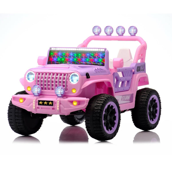 English Elm 24v Two Seat Kids Ride on Car with 4wd Motor Remote Control and Led Lights Pink W509P378207