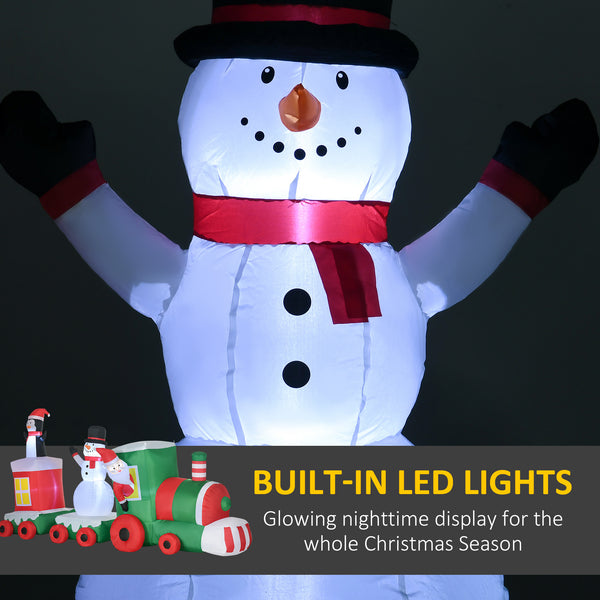 English Elm HOMCOM 11ft Inflatable Christmas Train with Santa Snowman Penguin, LED Lighted Yard Decor for Holidays Multicolor W2225P229261