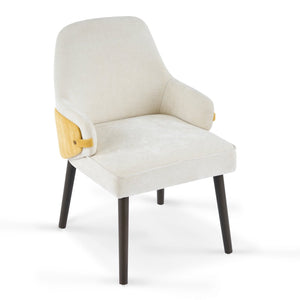 English Elm Indoor Two-tone Fabric Armchair Set Curved Back Ergonomic Dining Accent Seating Beige,Yellow N779P370716B