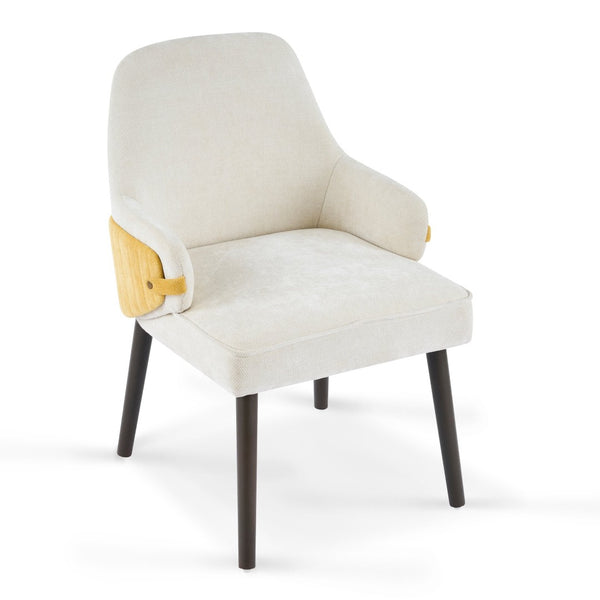 English Elm Indoor Two-tone Fabric Armchair Set Curved Back Ergonomic Dining Accent Seating Beige,Yellow N779P370716B