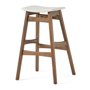 English Elm Christopher Knight Home® - Bar Stool Set Of 2 - Mid-Century Modern Light Beige Fabric With Walnut Legs For Kitchen & Home Bar 58922.00WNT