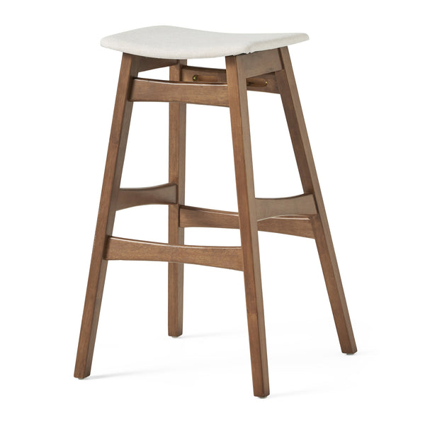English Elm Christopher Knight Home® - Bar Stool Set Of 2 - Mid-Century Modern Light Beige Fabric With Walnut Legs For Kitchen & Home Bar 58922.00WNT