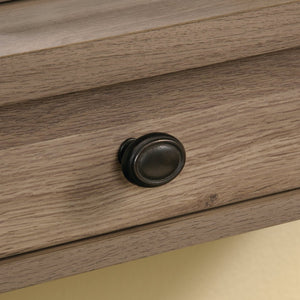 English Elm Writing Desk Brown Finish with Spacious Work Surface & 2 Smooth-Glide Drawers, Oak Accent, Durable B356P402706