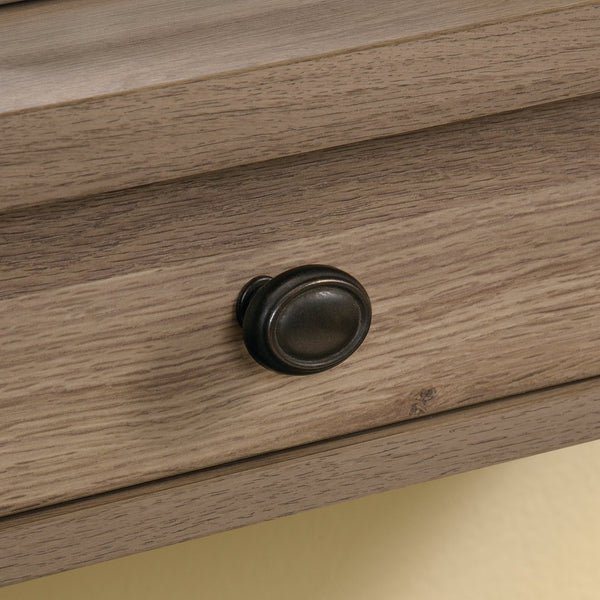 English Elm Writing Desk Brown Finish with Spacious Work Surface & 2 Smooth-Glide Drawers, Oak Accent, Durable B356P402706