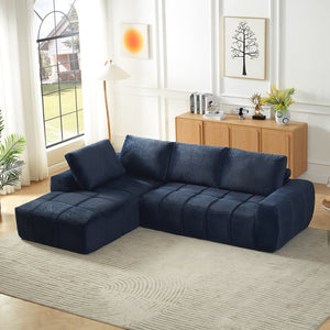 English Elm Faux Fur Tufted Oversized Sectional Plush Sleeper Sofa for Living Room Lounge W2339S00061