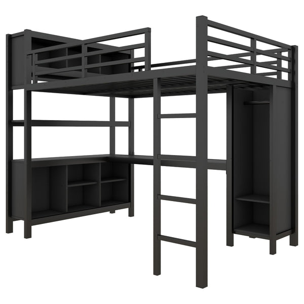 English Elm Full Size Car Shaped Kids Platform Bed with Storage Drawers Integrated Desk Pine Wood Black W1580S00592