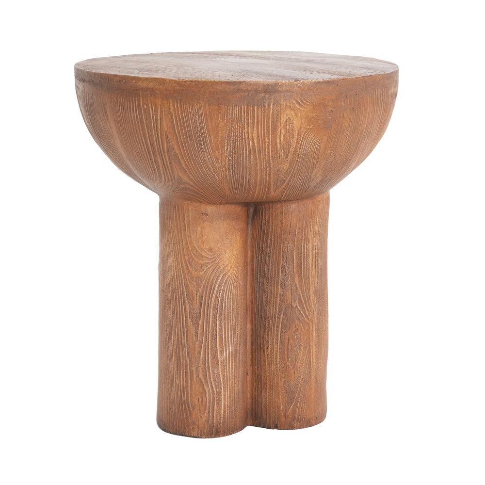 English Elm Christopher Knight Home® - Iris Weatherproof Wood-Grain Round MGO Side Table, Brown — Fireproof, Recyclable, Mid-Century Accent N775P300880B