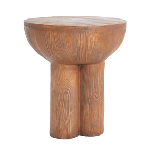 English Elm Christopher Knight Home® - Iris Weatherproof Wood-Grain Round MGO Side Table, Brown — Fireproof, Recyclable, Mid-Century Accent N775P300880B