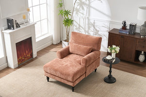English Elm Modern Chaise Lounge with Plush High-Resilience Cushion and Solid Wood Frame for Durable Comfort Orange W2120P296385