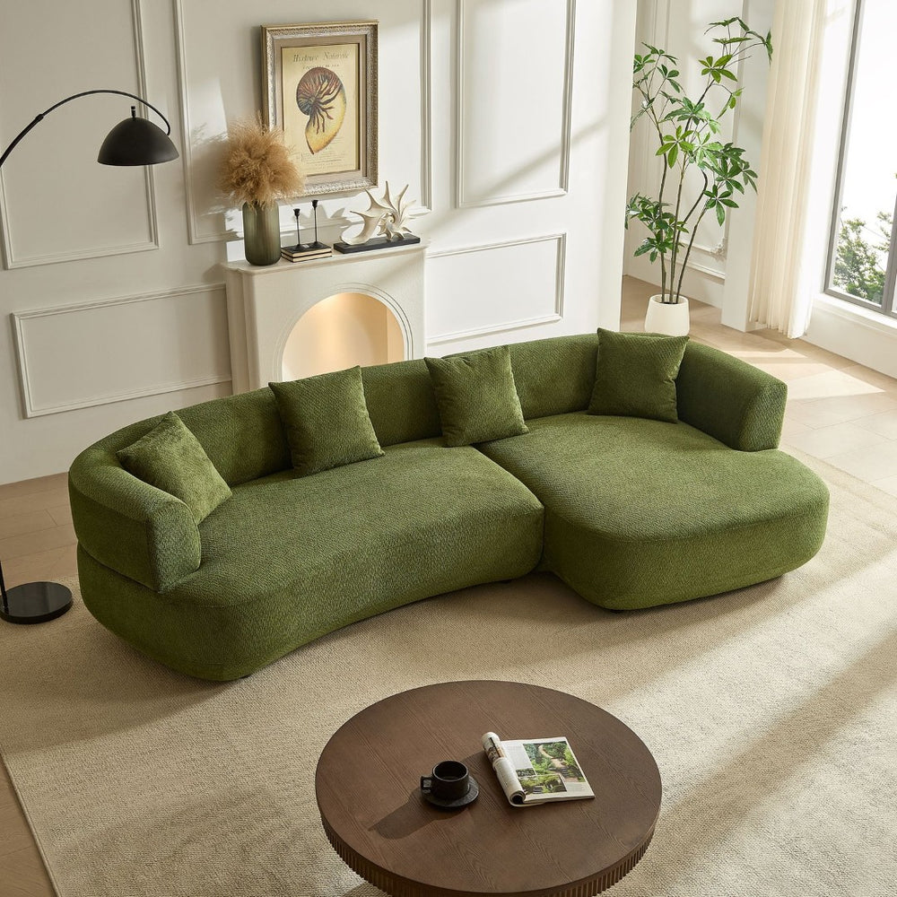 English Elm 110.63 Inch Quilted Polyester Curved Sectional Four Seat Modular Sofa for Living Room W2582S00186