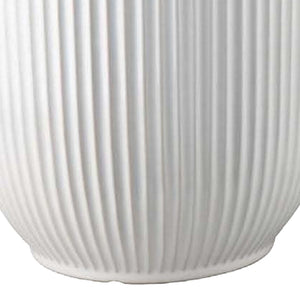 English Elm Lyna Glazed White Ceramic Planter Duo Ribbed Texture Bulbous Vessels for Any Room B056P412619