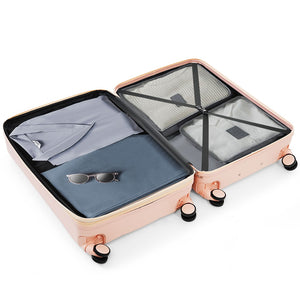 English Elm Luggage Set of 3 Abs Hard Shell Suitcases with Spinner Wheels and Built in Cup Holder Pink N726P296016P