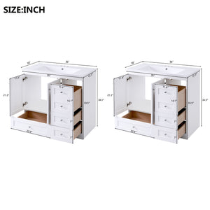 English Elm 72 Shaker Bathroom Vanity 72" Double-Sink Freestanding with Ceramic Basin, Soft-Close Drawers & Doors White N729P000010K