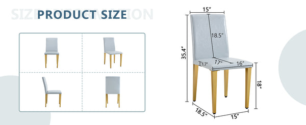 English Elm Two Linen-Cotton Dining Chairs with Sturdy Metal Legs, Breathable Upholstery and Anti-Slip Feet for Comfort and Stability Gold,Light Gray W1151P269060