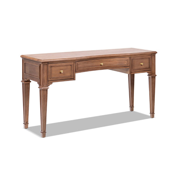 English Elm Dauphin Rubberwood Executive Desk with Soft Close Drawers and Satin Gold Hardware B2719P468876