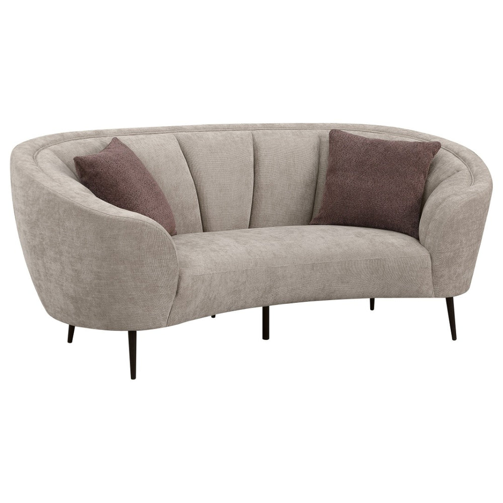 English Elm Saanich Sculptural Curved Loveseat with Boucle Pillows and Sleek Black Metal Legs B062P441137